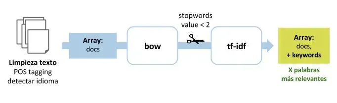 Limpieza de datos y extracción de keywords.